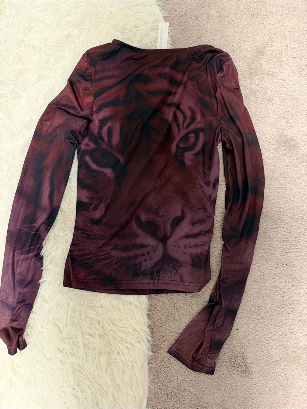 Missguided Burgundy Tiger Face Long Sleeve Top